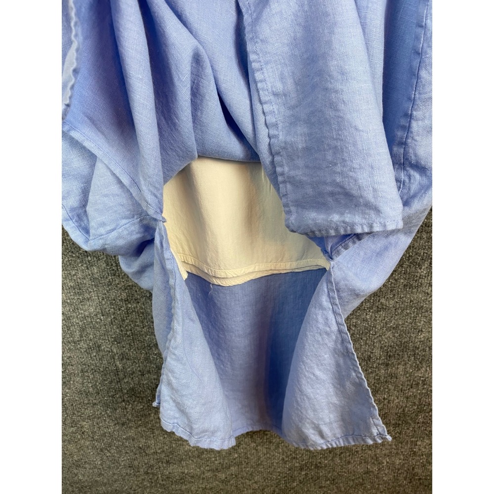 Crown Linen Designs Slip Dress Women M Blue Excellent 100% Linen V-Neck Midi - Picture 7 of 7